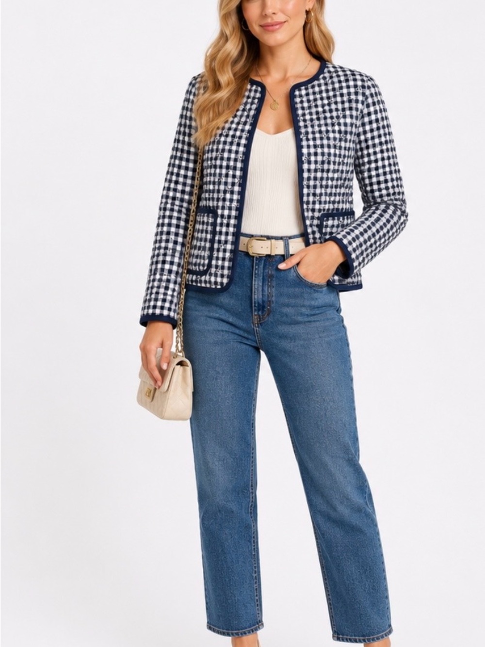 House of Harlow 1960 Quilted Check Jacket NWT S